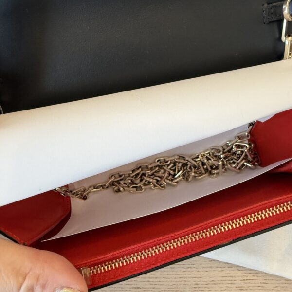 CHRISTIAN LOUBOUTIN Loubi54 Embossed Metallic Leather Wallet On Chain