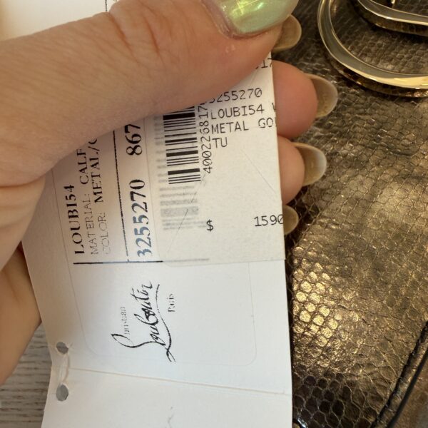 CHRISTIAN LOUBOUTIN Loubi54 Embossed Metallic Leather Wallet On Chain