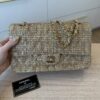 Chanel 24K Vintage Tweed Quilted Medium Double Flap Beige Gold Multicolor