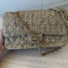 Chanel 24K Vintage Tweed Quilted Medium Double Flap Beige Gold Multicolor
