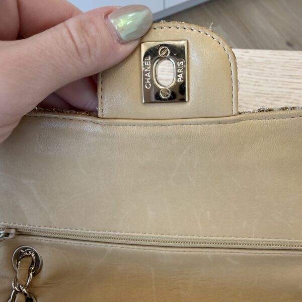 Chanel 24K Vintage Tweed Quilted Medium Double Flap Beige Gold Multicolor