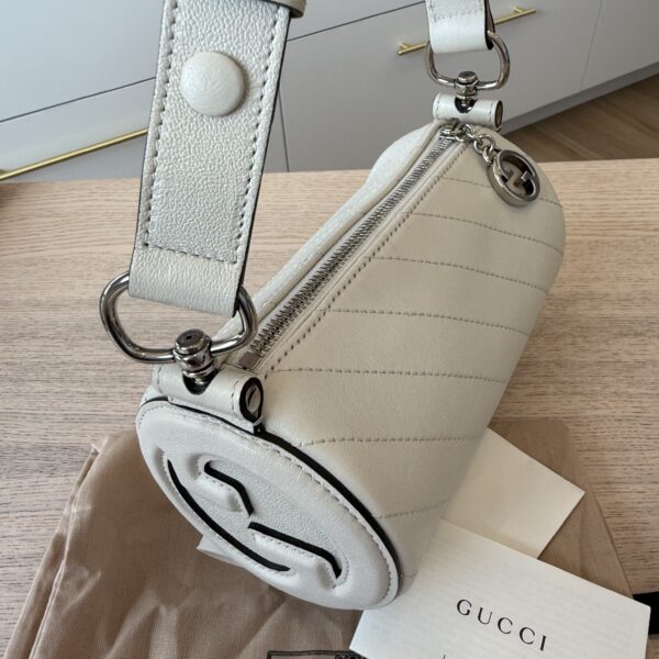 Gucci GG Calfskin Diagonal Stitched Mini Blondie Barrel Shoulder Bag