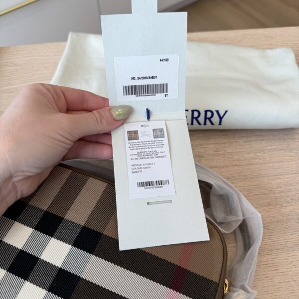 Burberry Calfskin House Check Small Camera Bag Tan