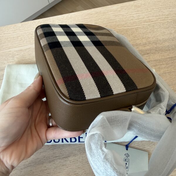 Burberry Calfskin House Check Small Camera Bag Tan