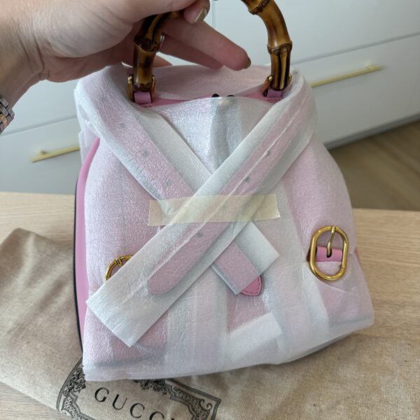 Gucci Calfskin Bamboo Backpack Pink