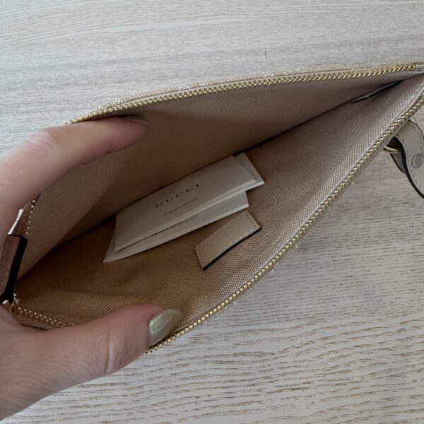 Gucci Denim Ophidia GG Monogram Large Tote Light Beige