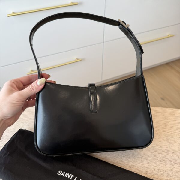 Saint Laurent (YSL) Le 5 A 7 Hobo Shoulder Bag Black Smooth Leather/SHW