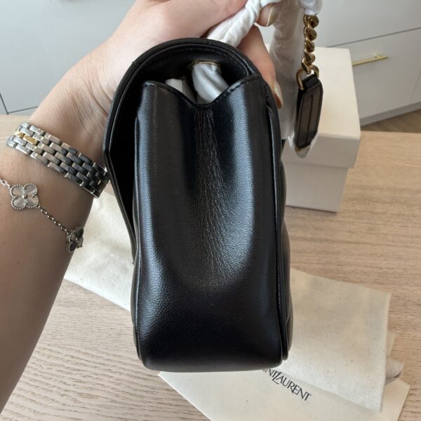 Saint Laurent (YSL) Lambskin Chevron Quilted Small Loulou Bag Black GHW