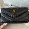 Saint Laurent (YSL) Lambskin Chevron Quilted Small Loulou Bag Black GHW
