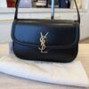 Saint Laurent (YSL) Box Calfskin Monogram Medium Solferino Satchel Black