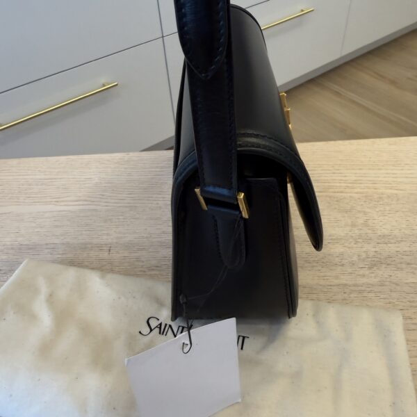 Saint Laurent (YSL) Box Calfskin Monogram Medium Solferino Satchel Black