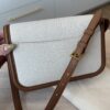 Saint Laurent (YSL) Calfskin and Canvas Monogram Medium Solferino Satchel Brown