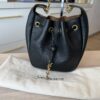 Saint Laurent (YSL) Cassandre Drawstring Leather Shoulder Bag Black