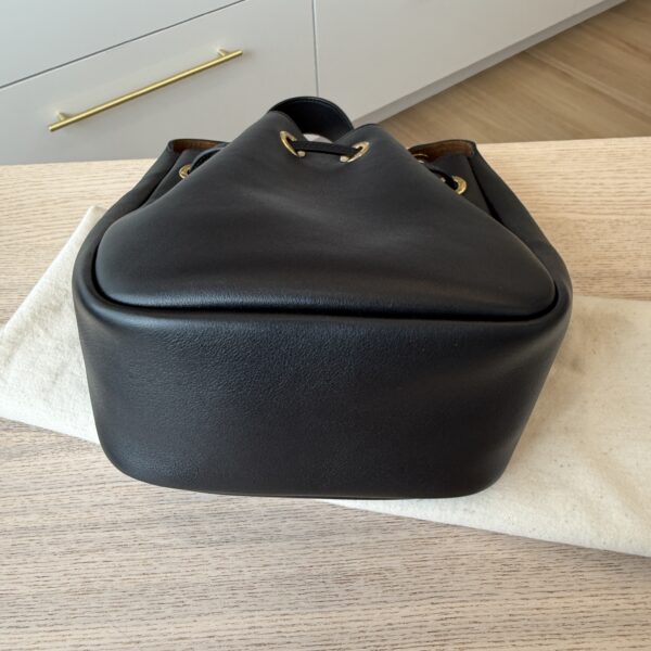 Saint Laurent (YSL) Cassandre Drawstring Leather Shoulder Bag Black