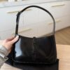 Saint Laurent (YSL) Le 5 A 7 Hobo Shoulder Bag Black Smooth Leather and Black Hardware