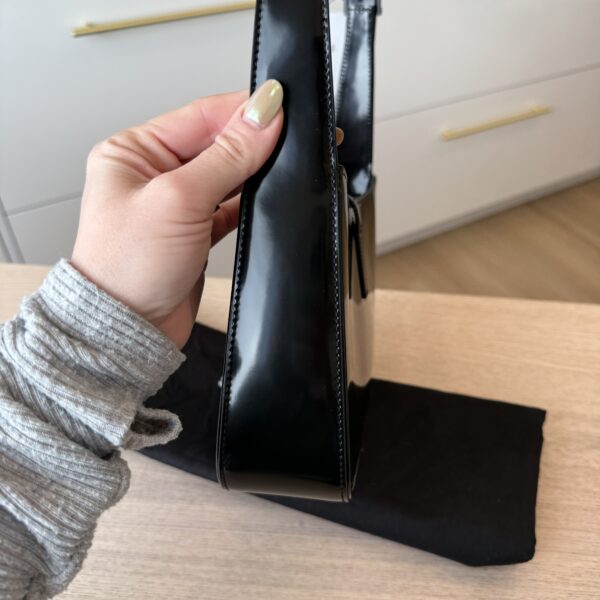 Saint Laurent (YSL) Le 5 A 7 Hobo Shoulder Bag Black Smooth Leather and Black Hardware