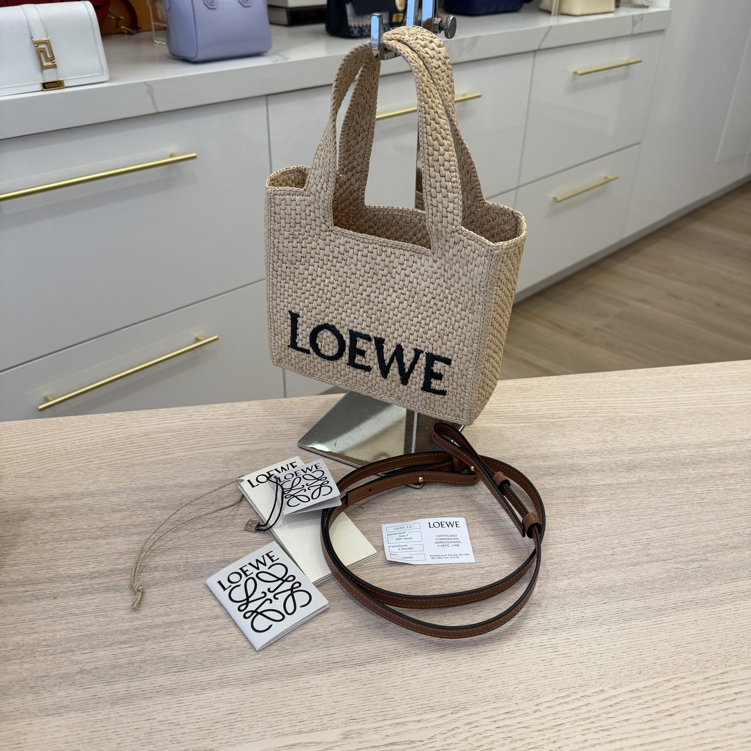 Loewe Paula's Ibiza Logo Convertible Tote Raffia Mini