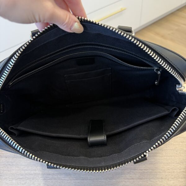 Gucci GG Supreme Monogram Appia Calfskin Web Briefcase Black