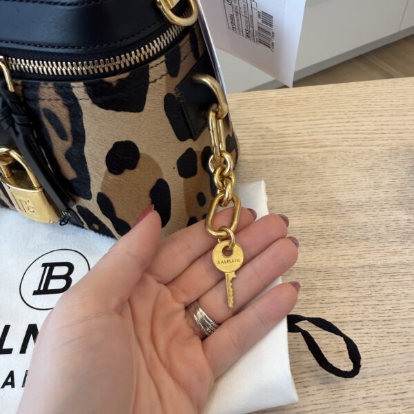 Balmain Pulse Vanity Leopard Print Leather Bag