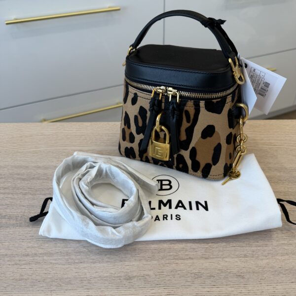 Balmain Pulse Vanity Leopard Print Leather Bag