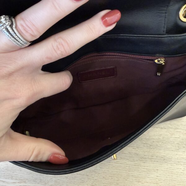 Chanel Mademoiselle Vintage Flap Bag Quilted Sheepskin Medium Black