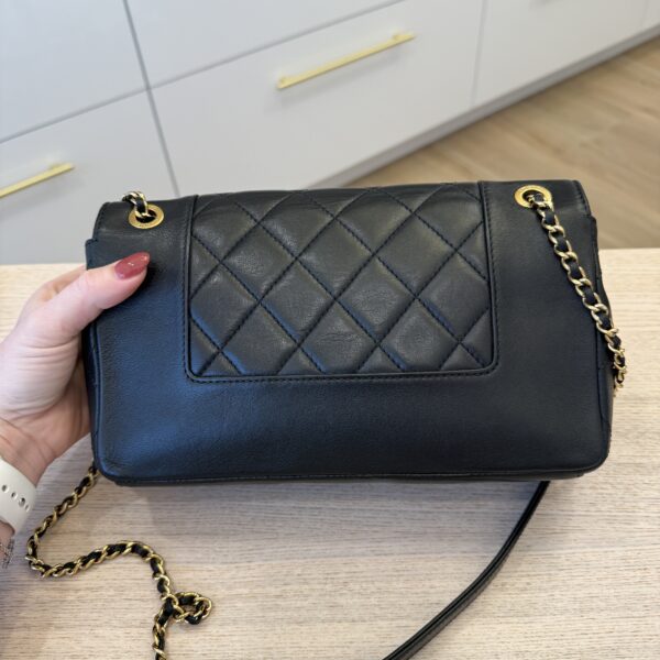 Chanel Mademoiselle Vintage Flap Bag Quilted Sheepskin Medium Black