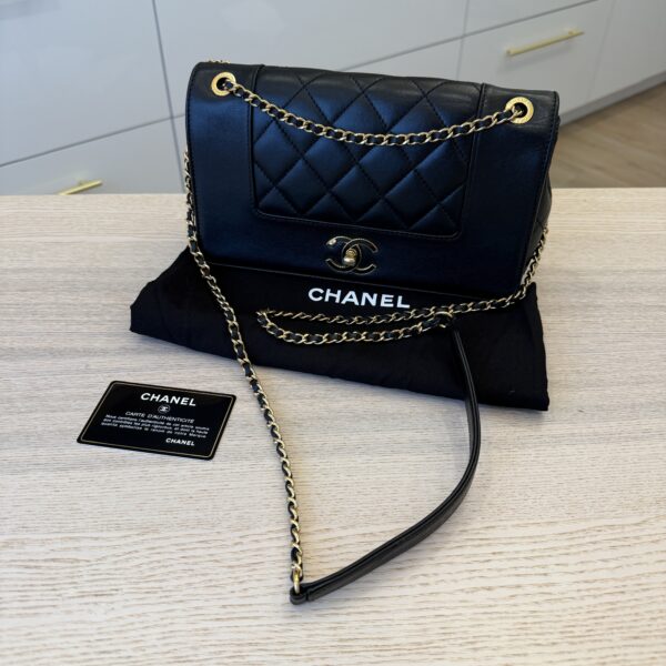 Chanel Mademoiselle Vintage Flap Bag Quilted Sheepskin Medium Black