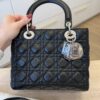Christian Dior Lambskin Cannage Medium Lady Dior Silver Hardware Black