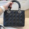 Christian Dior Lambskin Cannage Medium Lady Dior Silver Hardware Black