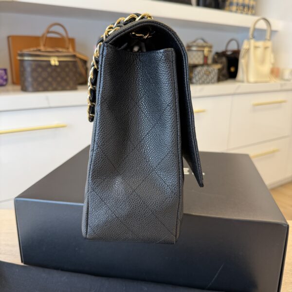 Chanel Caviar Quilted Maxi Single Flap Black Gold Hardware