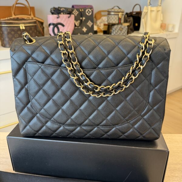 Chanel Caviar Quilted Maxi Single Flap Black Gold Hardware