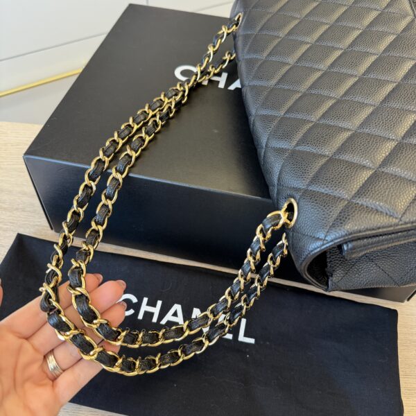 Chanel Caviar Quilted Maxi Single Flap Black Gold Hardware