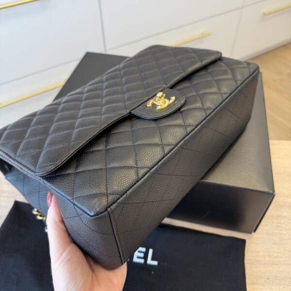 Chanel Caviar Quilted Maxi Single Flap Black Gold Hardware