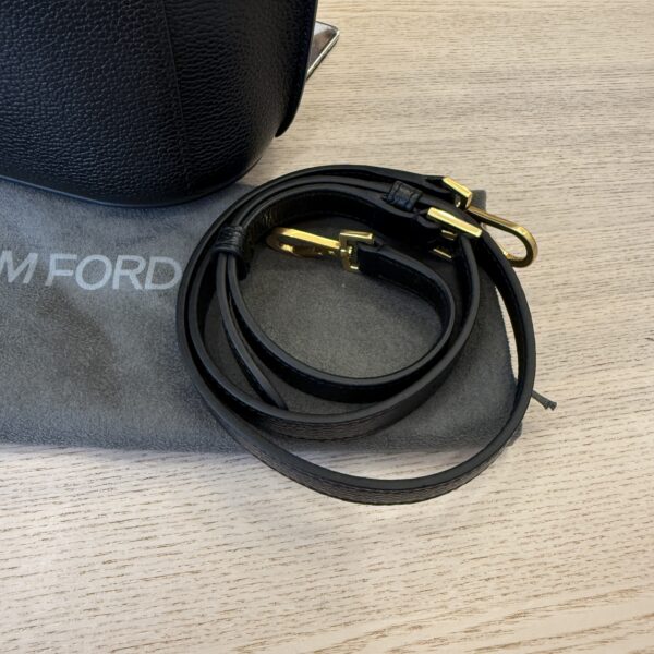 TOM FORD Audrey Mini Leather Bucket Bag Black