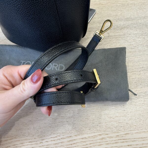 TOM FORD Audrey Mini Leather Bucket Bag Black