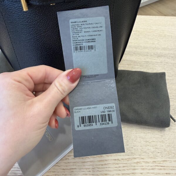 TOM FORD Audrey Mini Leather Bucket Bag Black