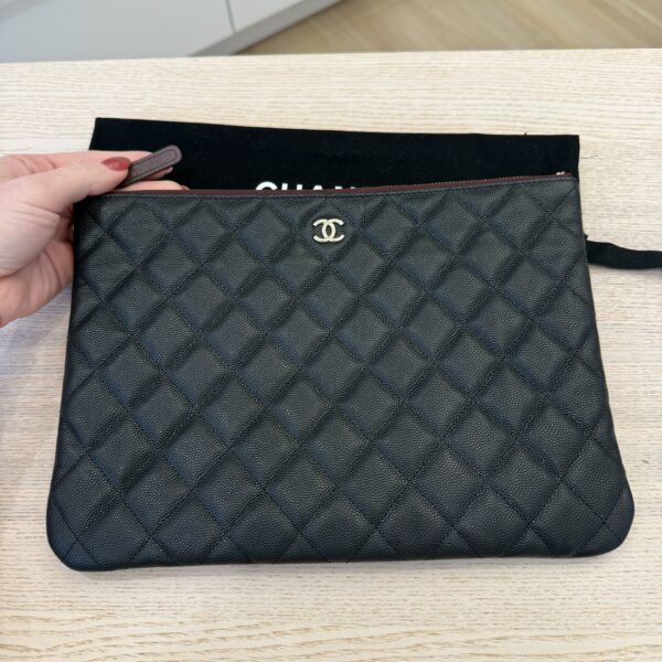Chanel Caviar Quilted Medium Cosmetic Case Black Gold Hardware