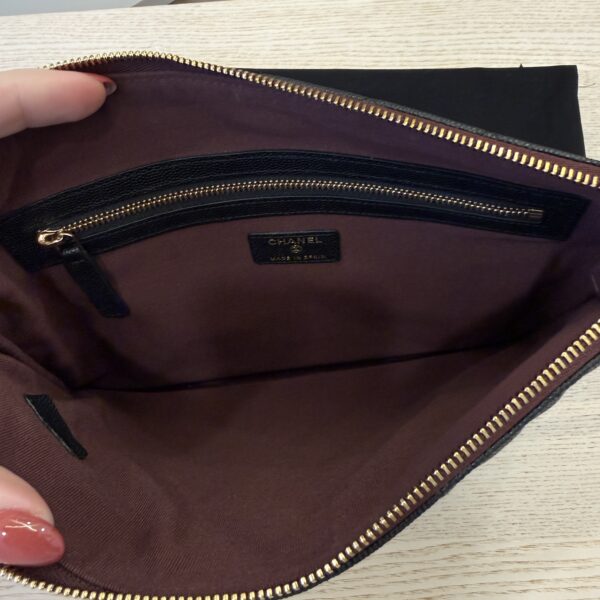 Chanel Caviar Quilted Medium Cosmetic Case Black Gold Hardware