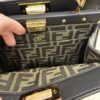 Fendi Vitello Seta Shiny Nappa Bi-Color Small Peekaboo I SEE U Satchel Black Zucca Interior