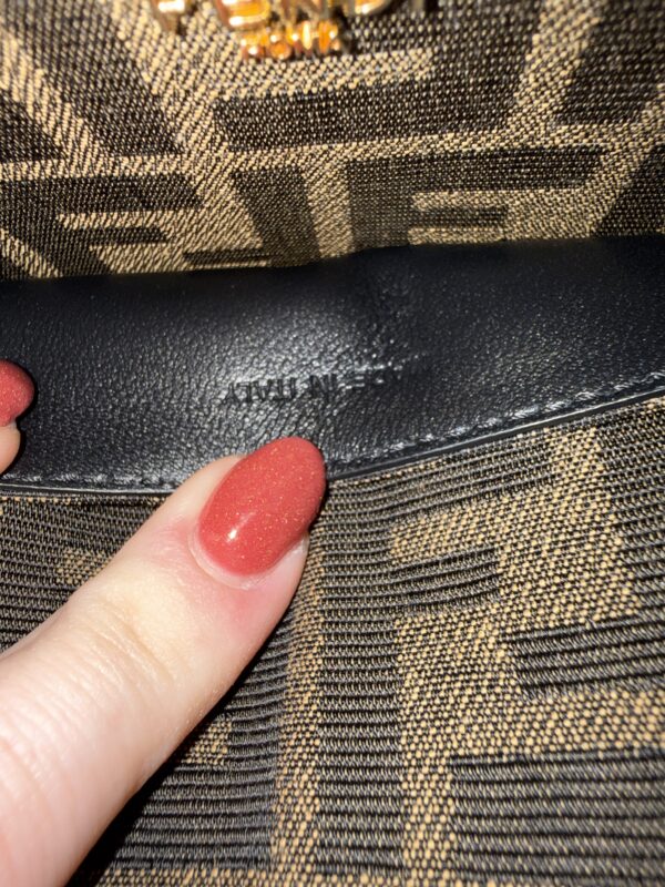 Fendi Vitello Seta Shiny Nappa Bi-Color Small Peekaboo I SEE U Satchel Black Zucca Interior