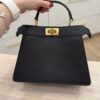 Fendi Vitello Seta Shiny Nappa Bi-Color Small Peekaboo I SEE U Satchel Black Zucca Interior