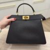 Fendi Vitello Seta Shiny Nappa Bi-Color Small Peekaboo I SEE U Satchel Black Zucca Interior