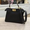 Fendi Vitello Seta Shiny Nappa Bi-Color Small Peekaboo I SEE U Satchel Black Zucca Interior