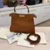 Fendi Vitello Seta Shiny Nappa Medium Peekaboo I SEE U Satchel Caramel