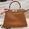 Fendi Vitello Seta Shiny Nappa Medium Peekaboo I SEE U Satchel Caramel