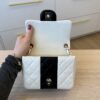 Chanel Mini Square Flap Bag Black and White Lambskin Light Gold Hardware