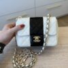 Chanel Mini Square Flap Bag Black and White Lambskin Light Gold Hardware