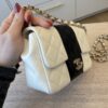 Chanel Mini Square Flap Bag Black and White Lambskin Light Gold Hardware