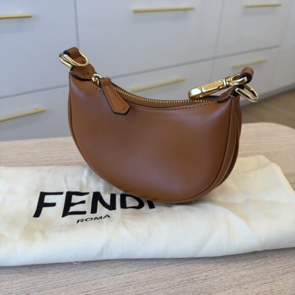 Fendi Vitello Grace New Matte Nano Fendigraphy Hobo Charm Caramel