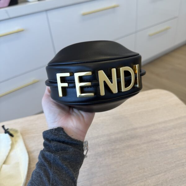 Fendi Vitello Grace New Matte Nano Fendigraphy Hobo Charm Black